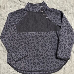 J. Crew Black/Gray Leopard Print Pullover